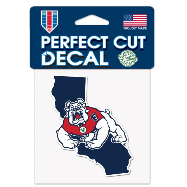 Fresno State Bulldogs STATE SHAPE Perfect Cut Color Decal 4" x 4"