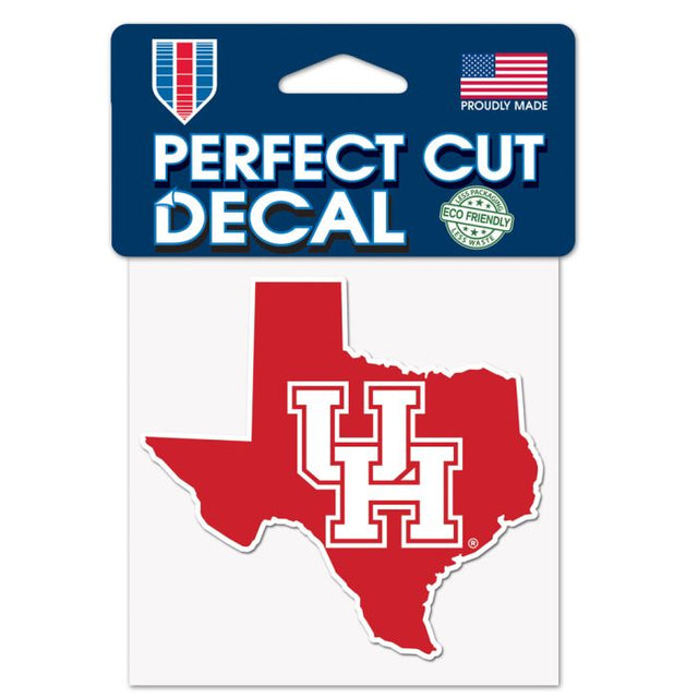 Calcomanía de color de corte perfecto con forma de estado de los Houston Cougars de 4" x 4"