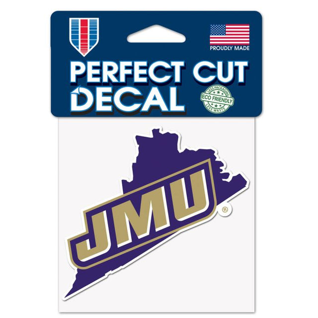 James Madison Dukes STATE SHAPE Perfect Cut Color Decal 4" x 4"