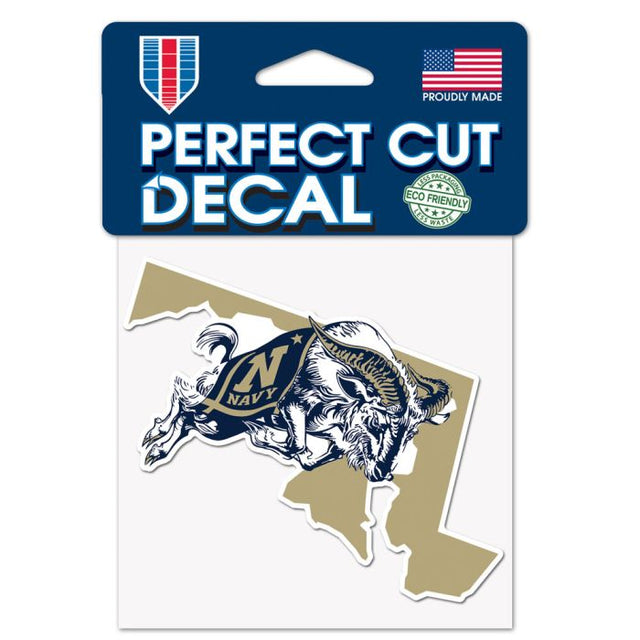 Navy Midshipmen STATE SHAPE Perfect Cut Color Decal 4" x 4"