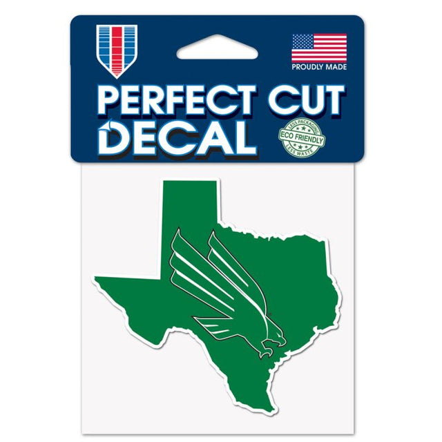 Calcomanía de color de corte perfecto con forma de estado de North Texas Mean Green de 4" x 4"