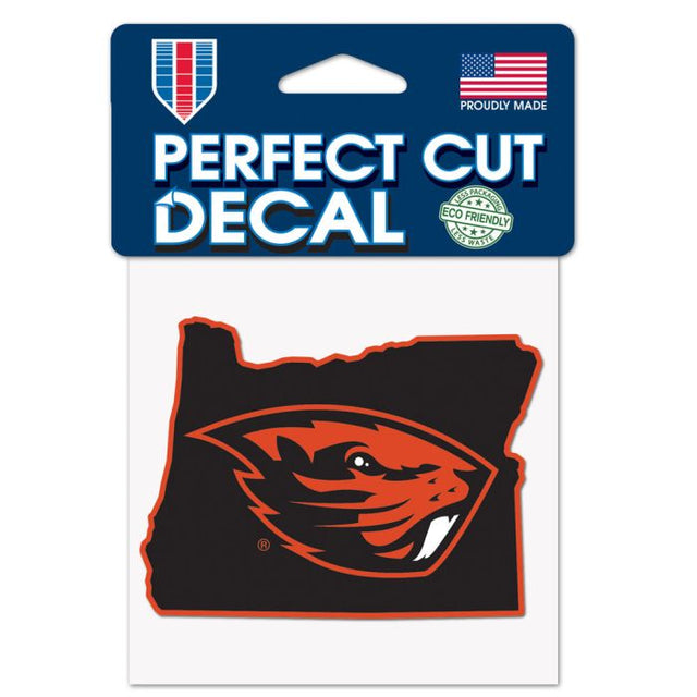 Calcomanía de color de corte perfecto con forma de estado de Oregon State Beavers de 4" x 4"