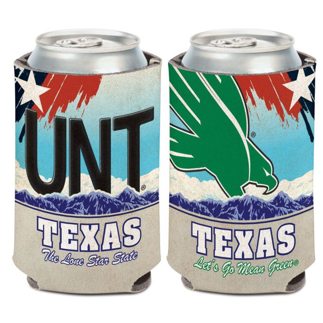 Enfriador de latas con placa de matrícula North Texas Mean Green de 12 oz.