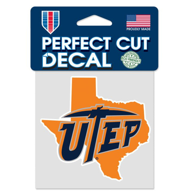 UTEP Miners STATE SHAPE Perfect Cut Color Decal 4" x 4"