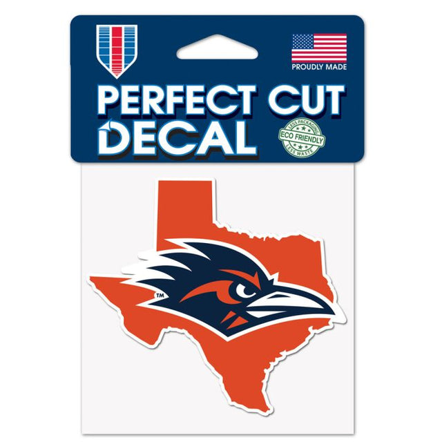 Calcomanía de color de corte perfecto con forma de estado de Texas San Antonio Roadrunners de 4" x 4"