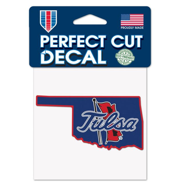 Tulsa Golden Hurricanes STATE SHAPE Perfect Cut Color Decal 4" x 4"