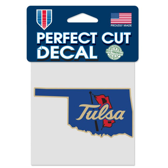 Tulsa Golden Hurricanes STATE SHAPE Perfect Cut Color Decal 4" x 4"