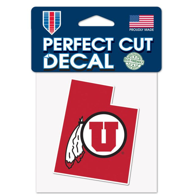 Utah Utes STATE SHAPE Perfect Cut Color Decal 4" x 4"