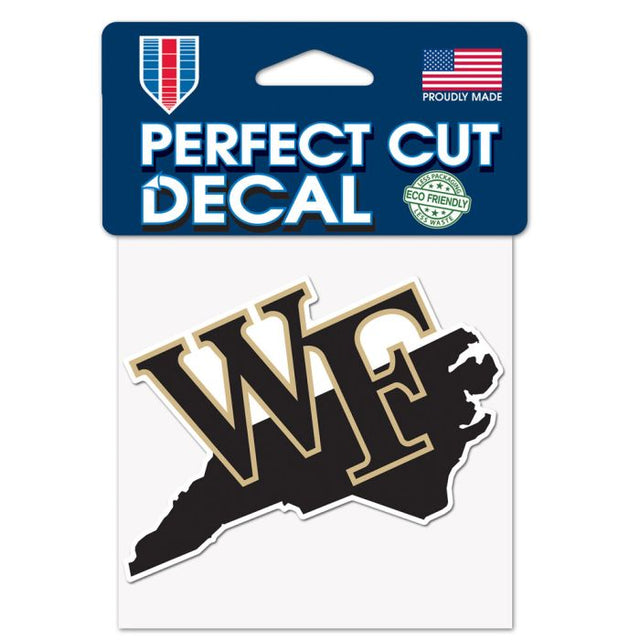 Calcomanía de color de corte perfecto con forma de estado de los Demon Deacons de Wake Forest, 4" x 4"