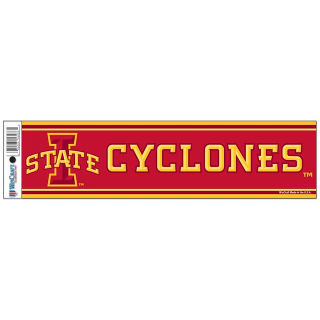 Tira de parachoques de Iowa State Cyclones de 3" x 12"