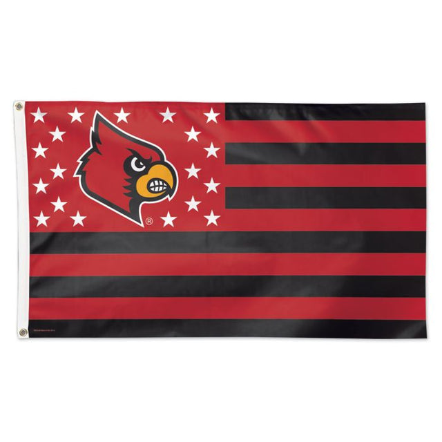 Bandera de los Cardenales de Louisville con estrellas y rayas, de lujo, 3 x 5 pies