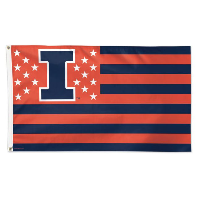 Illinois Fighting Illini / Stars and Stripes Flag - Deluxe 3' X 5'