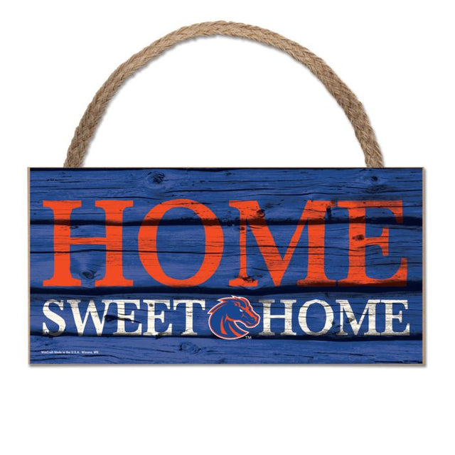 Boise State Broncos HOME SWEET HOME Wood Sign w/Rope 5" x 10"