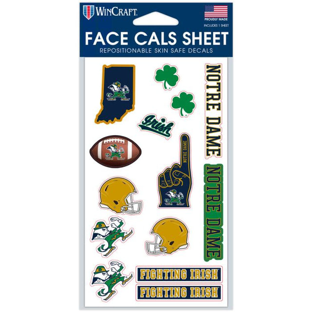 Calcomanías faciales de Notre Dame Fighting Irish de 4" x 7"