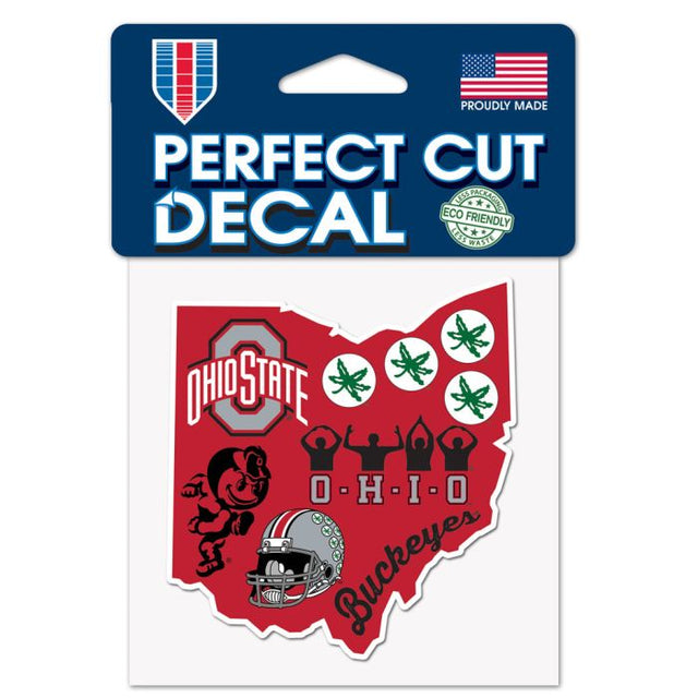 Calcomanía de color de corte perfecto de Ohio State Buckeyes de 4" x 4"