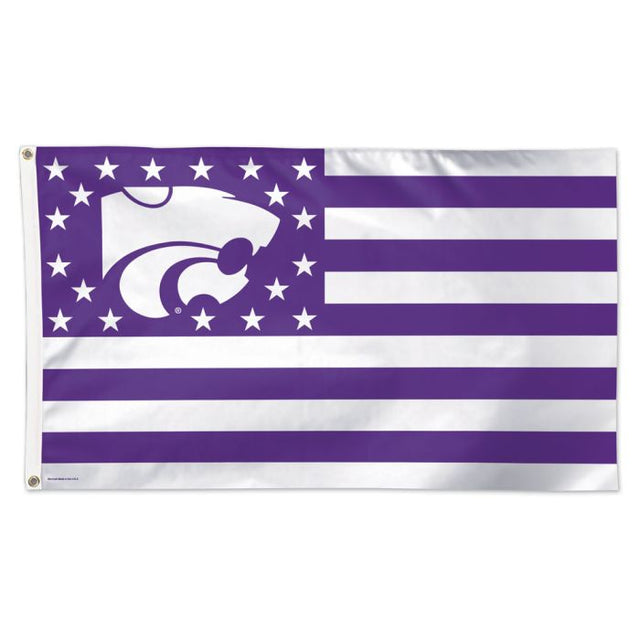 Bandera de los Kansas State Wildcats con estrellas y rayas, de lujo, 3 x 5 pies