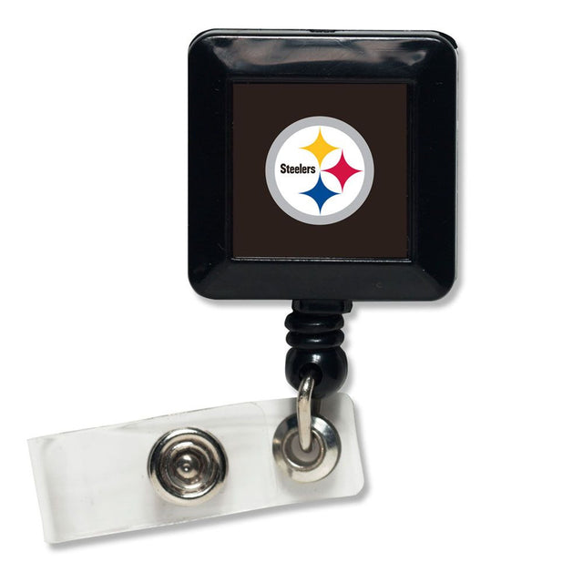 Porta credencial retráctil cuadrado de los Pittsburgh Steelers