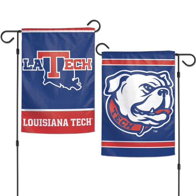 Banderas de jardín de Louisiana Tech Bulldogs de 2 lados, 12,5" x 18"