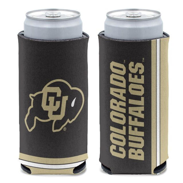 Enfriador de latas delgado de 12 oz con el logotipo principal de Colorado Buffaloes