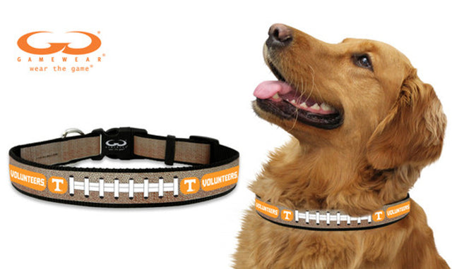 Collar para mascotas Tennessee Volunteers de cuero clásico de fútbol tamaño grande CO