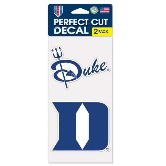 Juego de dos calcomanías de corte perfecto de Duke Blue Devils de 4" x 4"