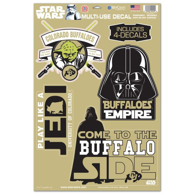 Calcomanía multiusos de Colorado Buffaloes / Star Wars Darth Vader y Yoda de 11" x 17"