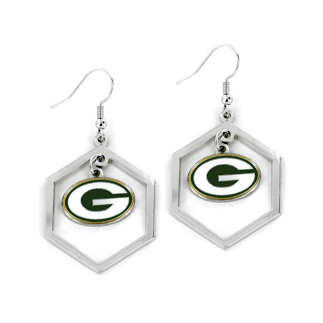 Green Bay Packers Hexagon Cutout Earring -ER-639-19