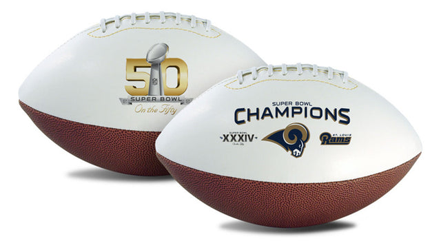 Balón de fútbol de los St. Louis Rams en tamaño completo en The Fifty Champ CO