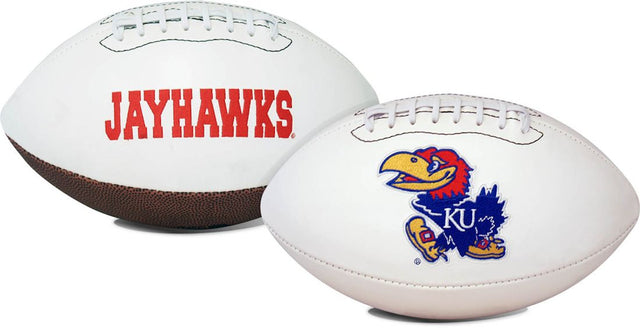 Balón de fútbol de los Kansas Jayhawks de tamaño completo, serie de firmas bordadas