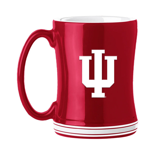 Taza de café Indiana Hoosiers de 14 oz con el color del equipo de relevo esculpido