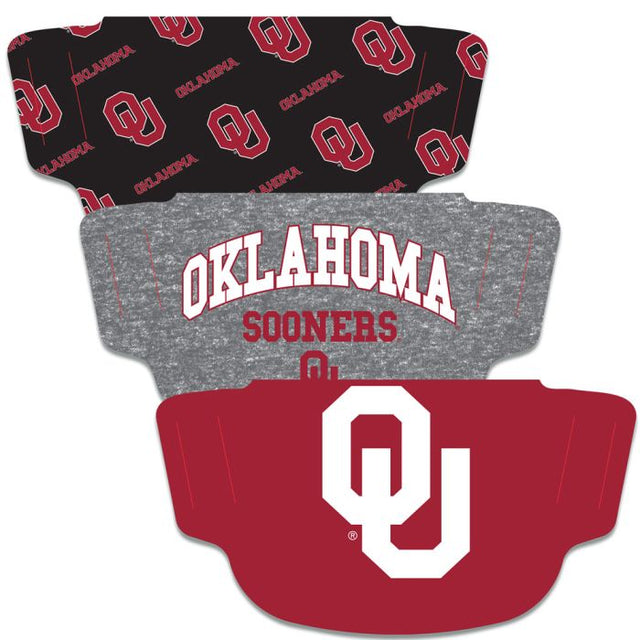 Paquete de 3 mascarillas para fanáticos de los Oklahoma Sooners