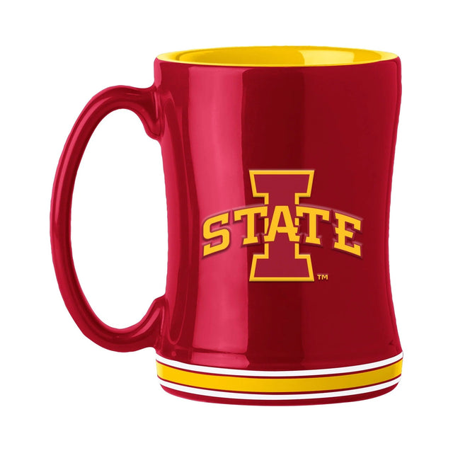 Taza de café de 14 oz de Iowa State Cyclones con el color del equipo de relevo esculpido