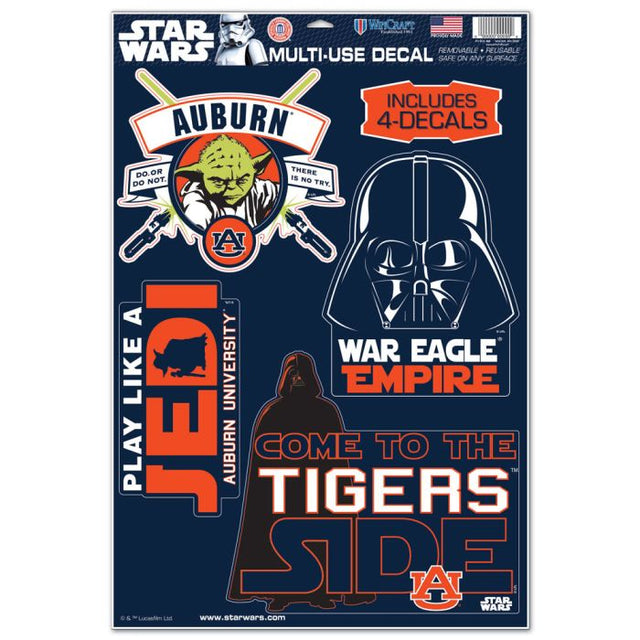 Calcomanía multiusos de Auburn Tigers / Star Wars Darth Vader y Yoda de 11" x 17"