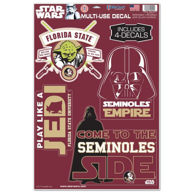 Florida State Seminoles / Star Wars Darth Vader &amp; Yoda Multi-Use Decal 11" x 17"