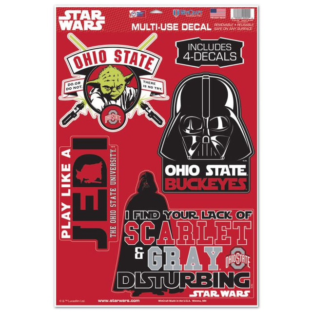 Calcomanía multiusos de Darth Vader y Yoda de Star Wars de Ohio State Buckeyes, 11" x 17"