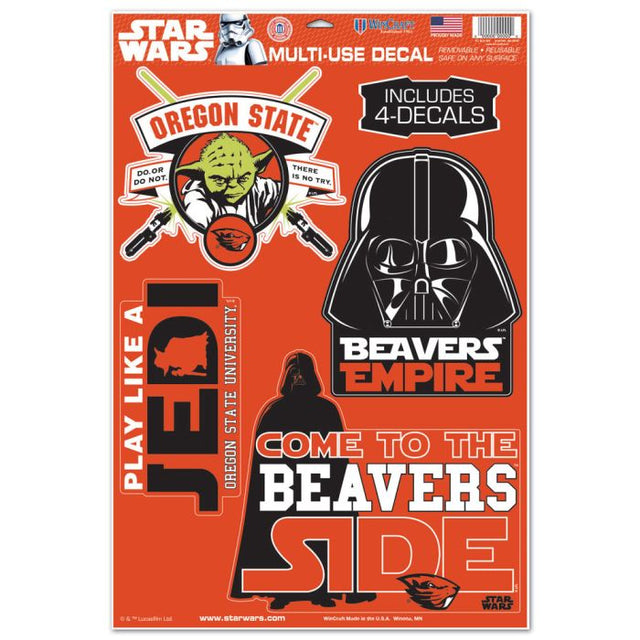 Calcomanía multiusos de Darth Vader y Yoda de Star Wars de Oregon State Beavers, 11" x 17"