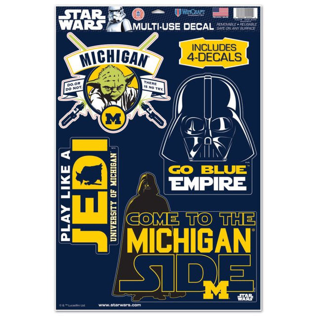 Calcomanía multiusos de Michigan Wolverines / Star Wars Darth Vader y Yoda de 11" x 17"