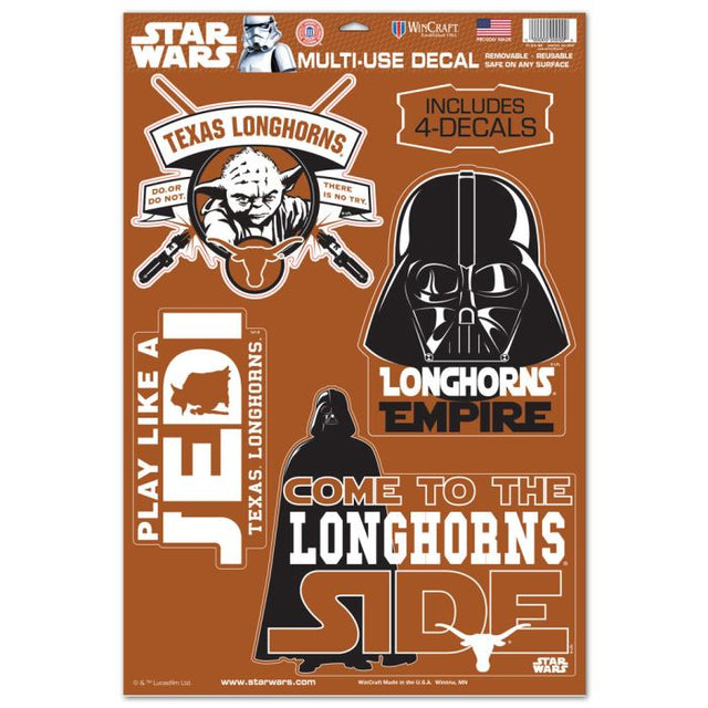 Texas Longhorns / Star Wars Darth Vader &amp; Yoda Multi-Use Decal 11" x 17"