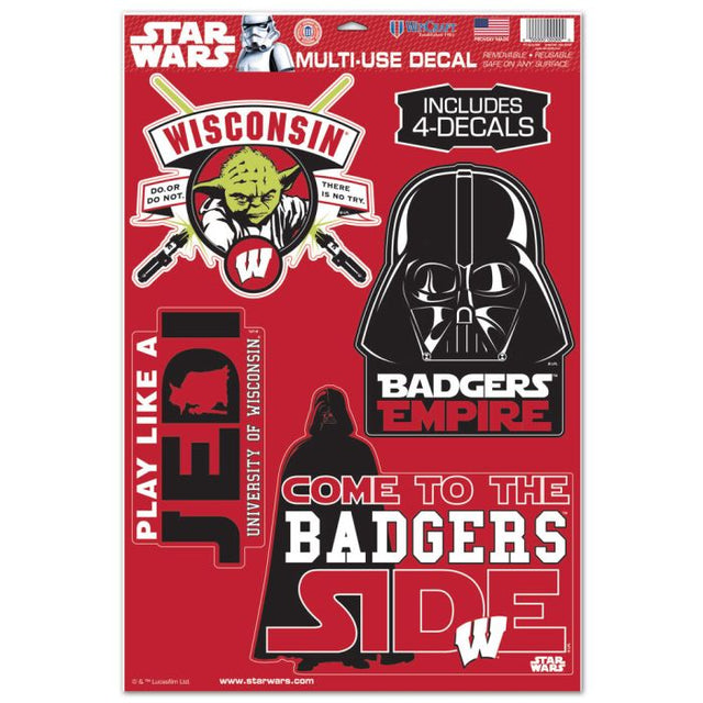 Calcomanía multiusos de Darth Vader y Yoda de Star Wars de Wisconsin Badgers, 11" x 17"