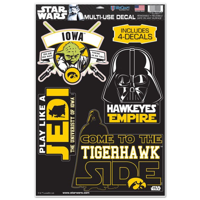 Iowa Hawkeyes / Star Wars Darth Vader &amp; Yoda Multi-Use Decal 11" x 17"