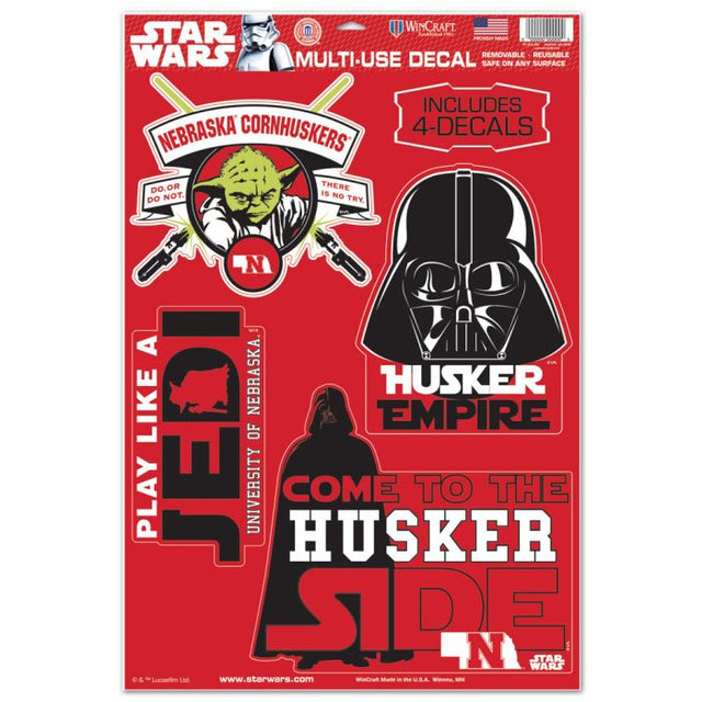 Nebraska Cornhuskers / Star Wars Darth Vader &amp; Yoda Multi-Use Decal 11" x 17"