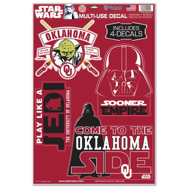 Oklahoma Sooners / Star Wars Darth Vader &amp; Yoda Multi-Use Decal 11" x 17"