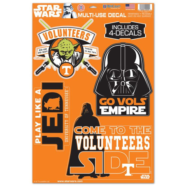 Tennessee Volunteers / Star Wars Darth Vader &amp; Yoda Multi-Use Decal 11" x 17"