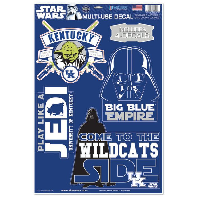 Calcomanía multiusos de Darth y Yoda de Star Wars de Kentucky Wildcats, 11 x 17 pulgadas