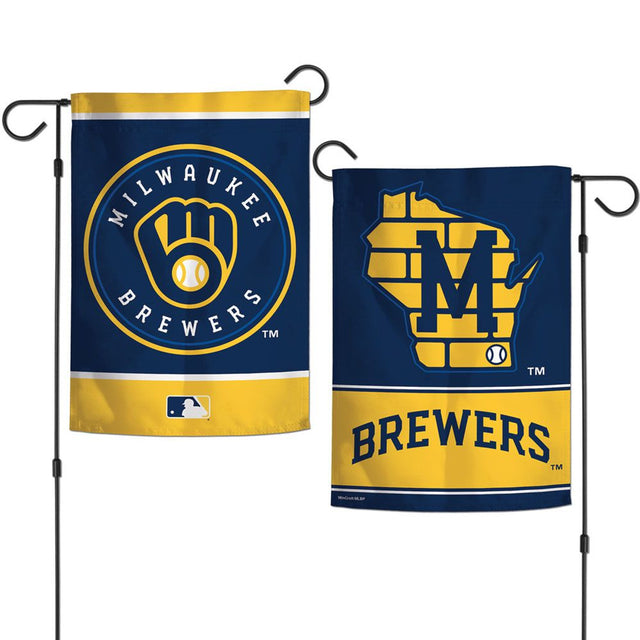 Bandera de los Cerveceros de Milwaukee de 12 x 18 pulgadas, estilo jardín, de 2 lados