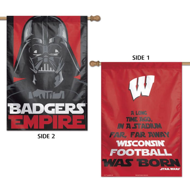 Bandera vertical de los Wisconsin Badgers / Star Wars Darth Vader de 2 lados, 28" x 40"