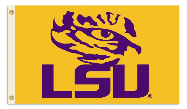 Bandera de los Tigres de LSU de 3 x 5 con ojo de tigre