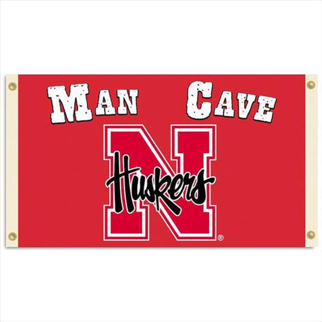 Bandera de los Nebraska Cornhuskers, 3 x 5 pulgadas, cueva para hombres, BSI CO