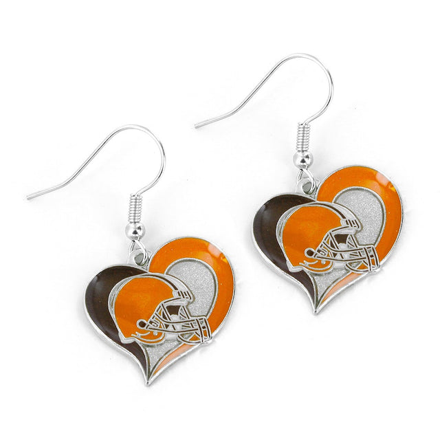 Cleveland Browns Swirl Heart Earrings -ER-245-03