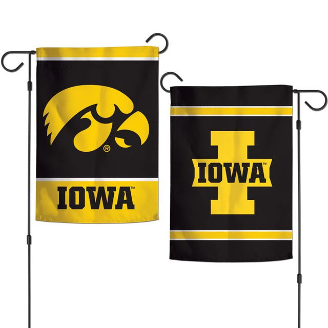 Banderas de jardín de Iowa Hawkeyes de 2 lados, 12,5" x 18"